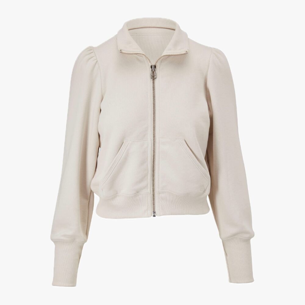 Veronica Beard Siedel Zip Jacket Ecru Cotton Womens XS S